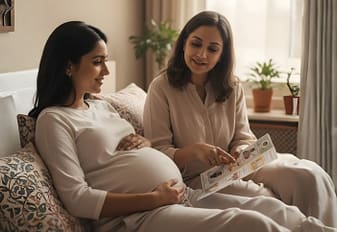 Home 8 Pregnant woman in peaceful setting